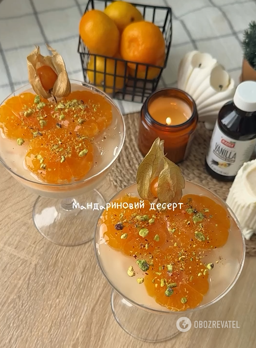 Delicate tangerine dessert without baking: quickly hardens in the refrigerator