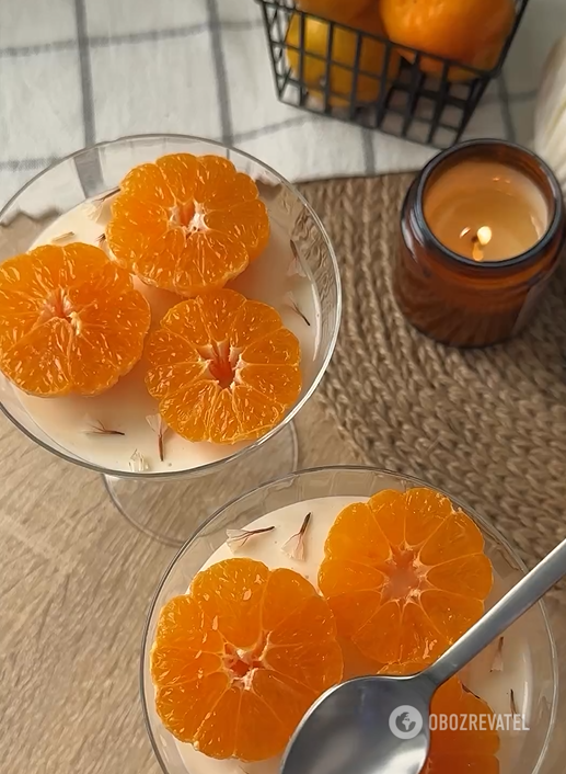 Delicate tangerine dessert without baking: quickly hardens in the refrigerator