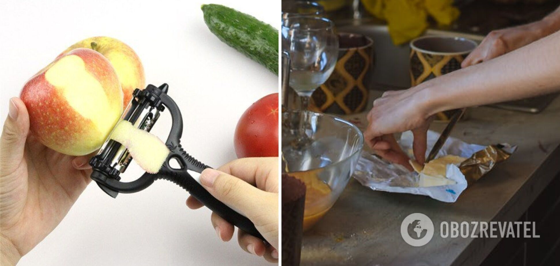 Vegetable peeler that can be used instead of a butter knife