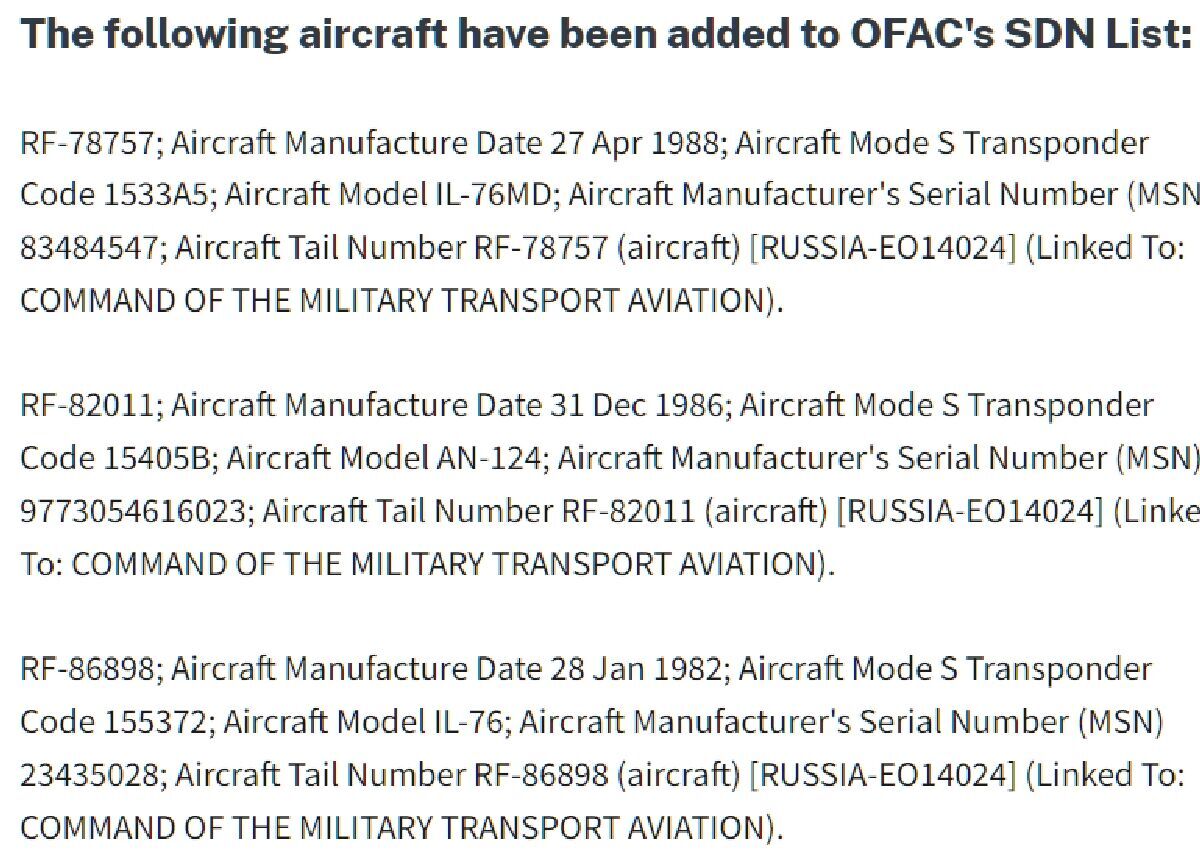 US imposes new sanctions against Russia: the list includes military aircraft