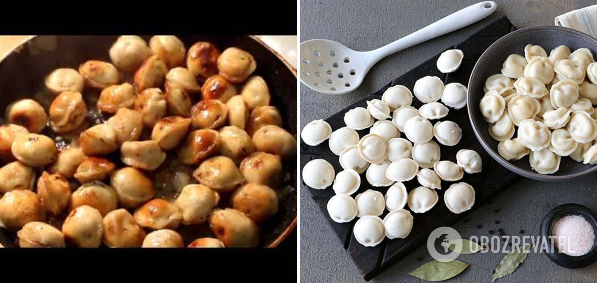 Cooking crispy dumplings in a frying pan