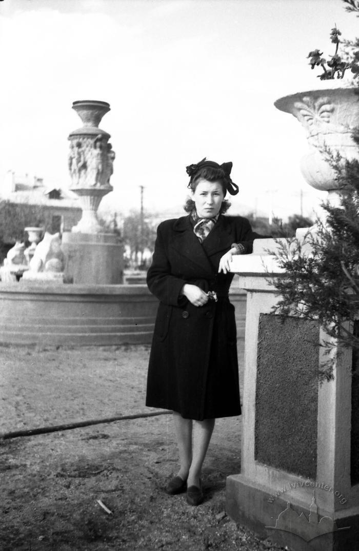 Woman walking in the park. Berdiansk, 1952