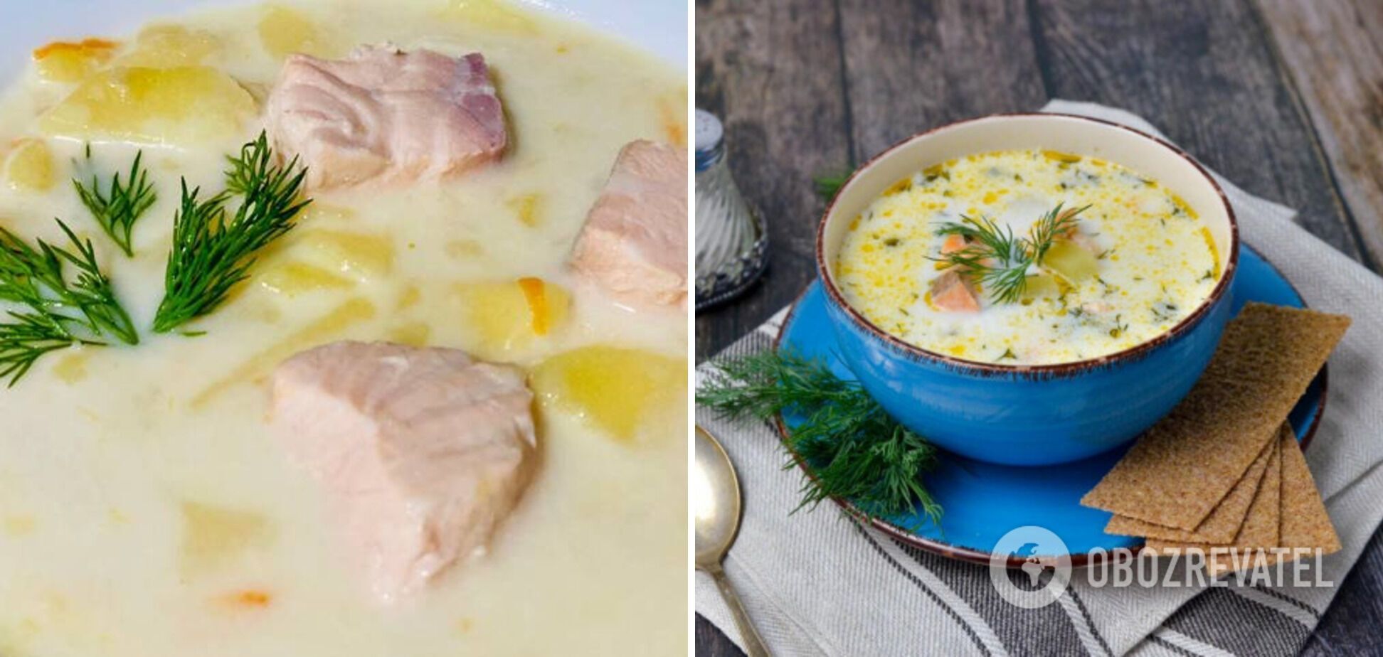 Cheese soup with fish