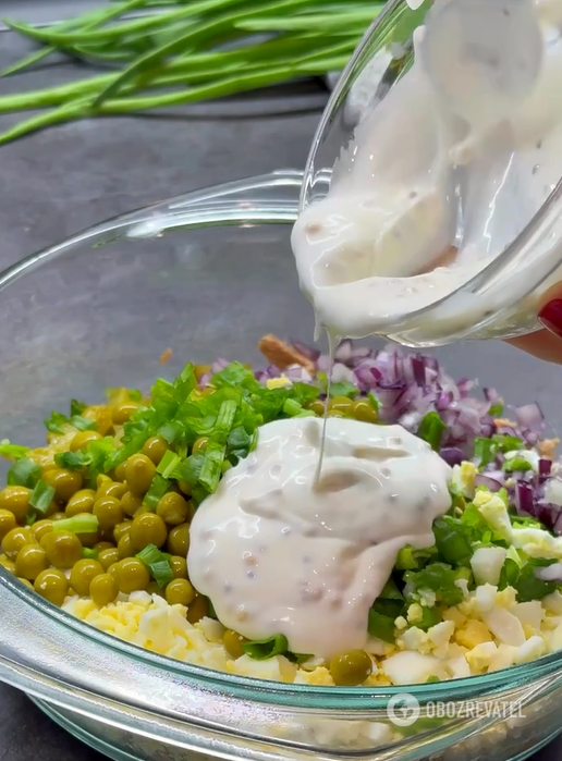Elementary green pea salad in 10 minutes: tastier than Olivier
