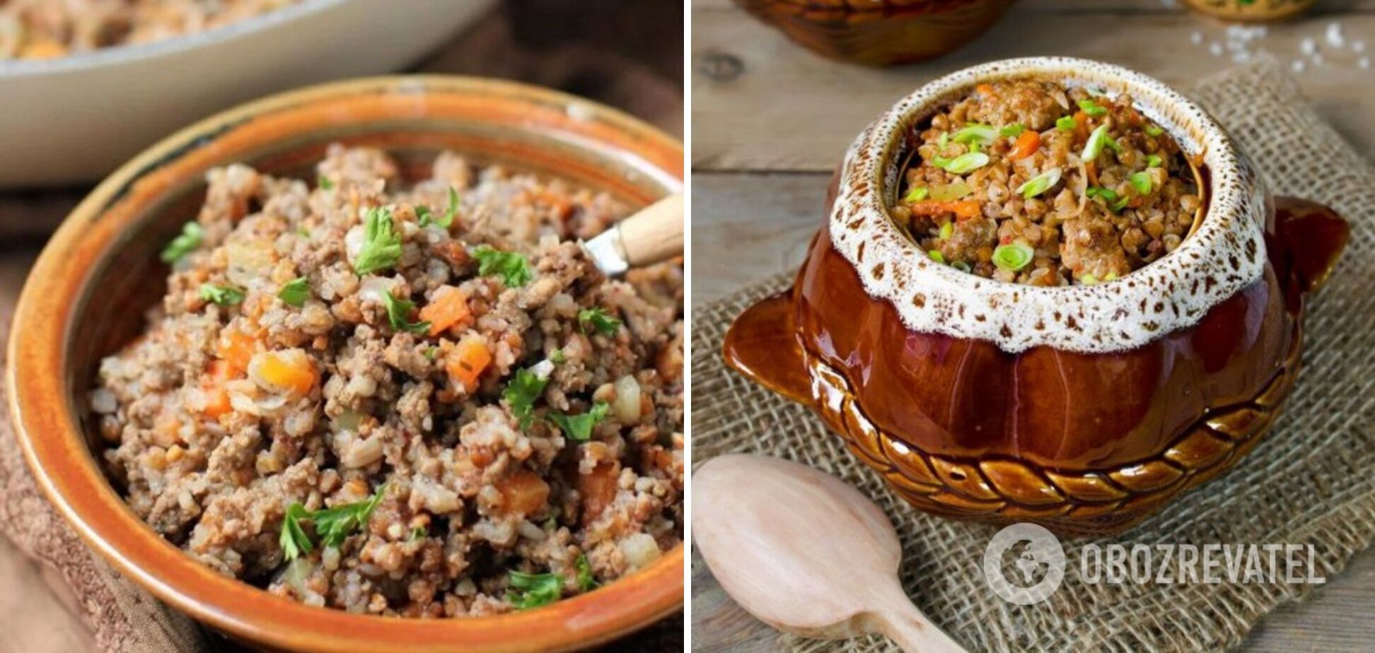 Buckwheat with meat and vegetables in a pan