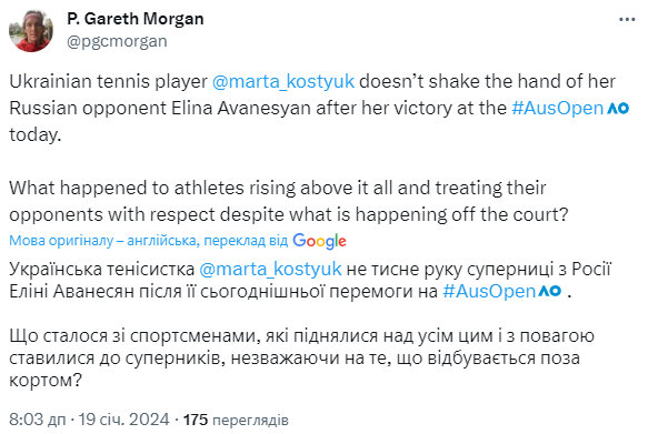 Kostyuk was accused of ''promoting political themes'' after refusing to shake hands with the Russian at the Australian Open