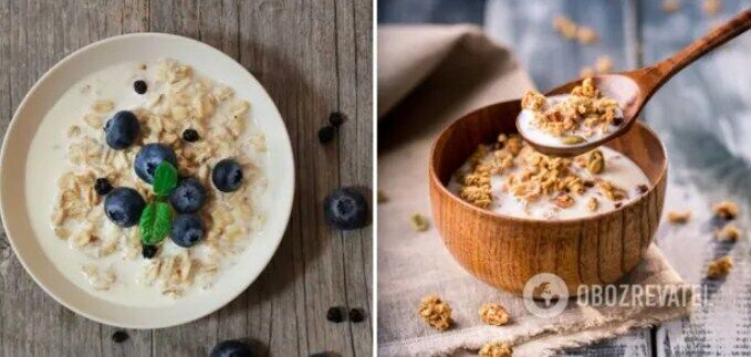 Oatmeal with milk and berries