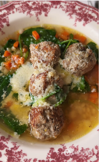 Italian wedding soup: a dish served at European celebrations