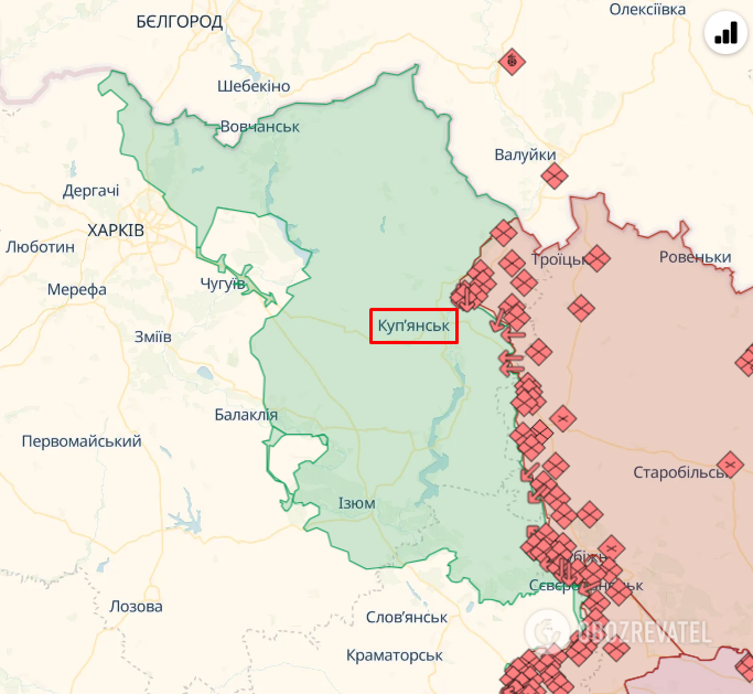 Kupyansk on the map