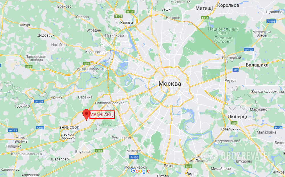 Moscow Avangard Center in Patriot Park on the map