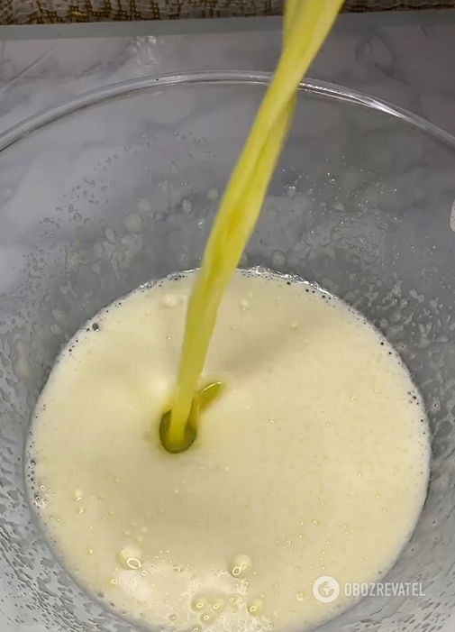 Adding melted butter