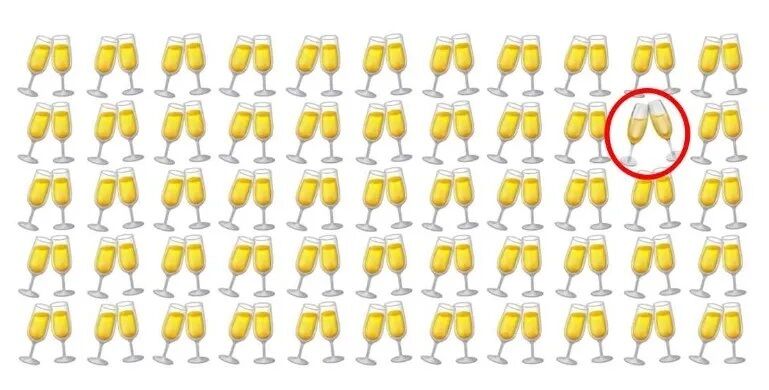 Festive optical illusion: find the wrong champagne glasses in 8 seconds