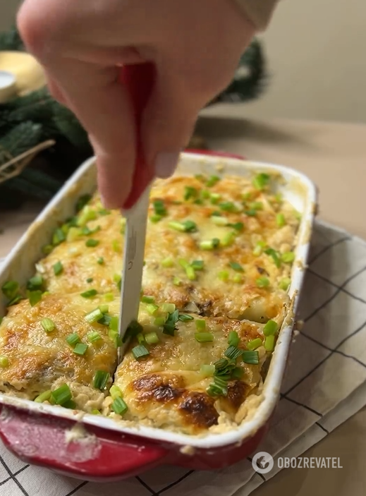 Not just mashed potatoes: a hearty potato gratin with mushrooms for lunch