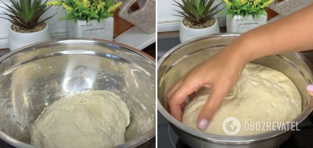 Ready dough on water for dumplings