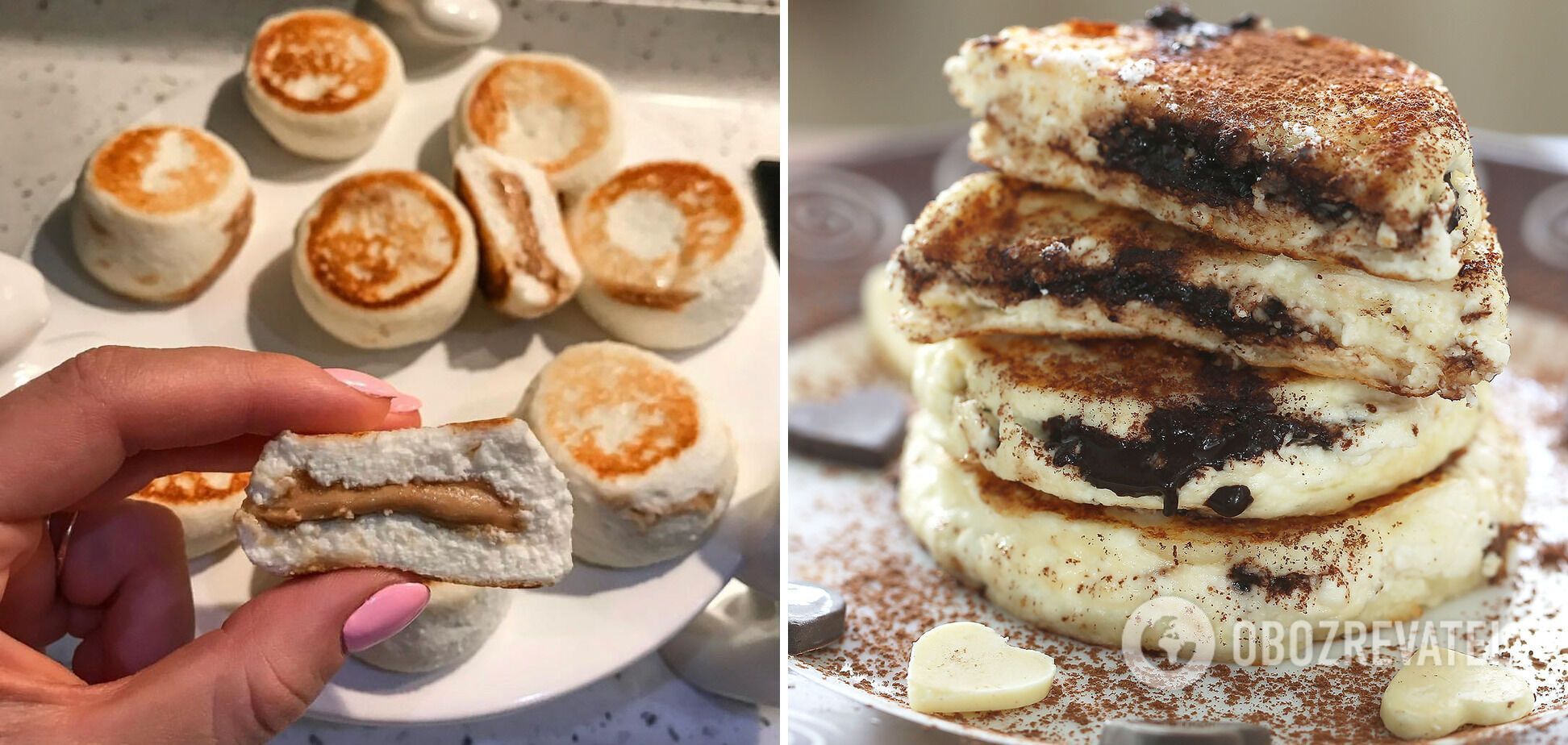 Cottage cheese pancakes with fillings