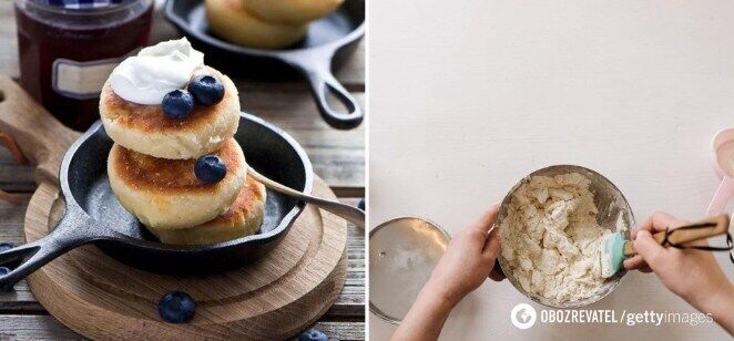 Formation of cottage cheese pancakes