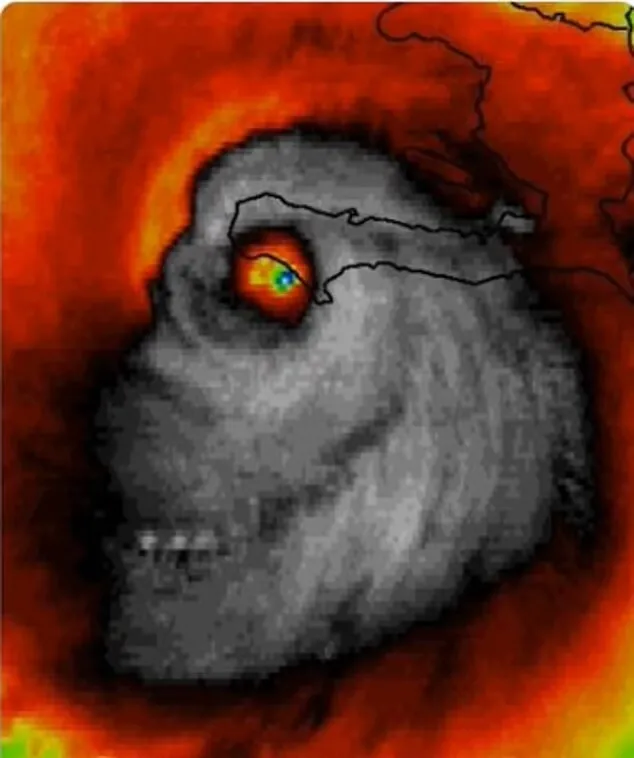 It looks like a human skull. The satellite took a creepy photo of Florida and Hurricane Milton from space