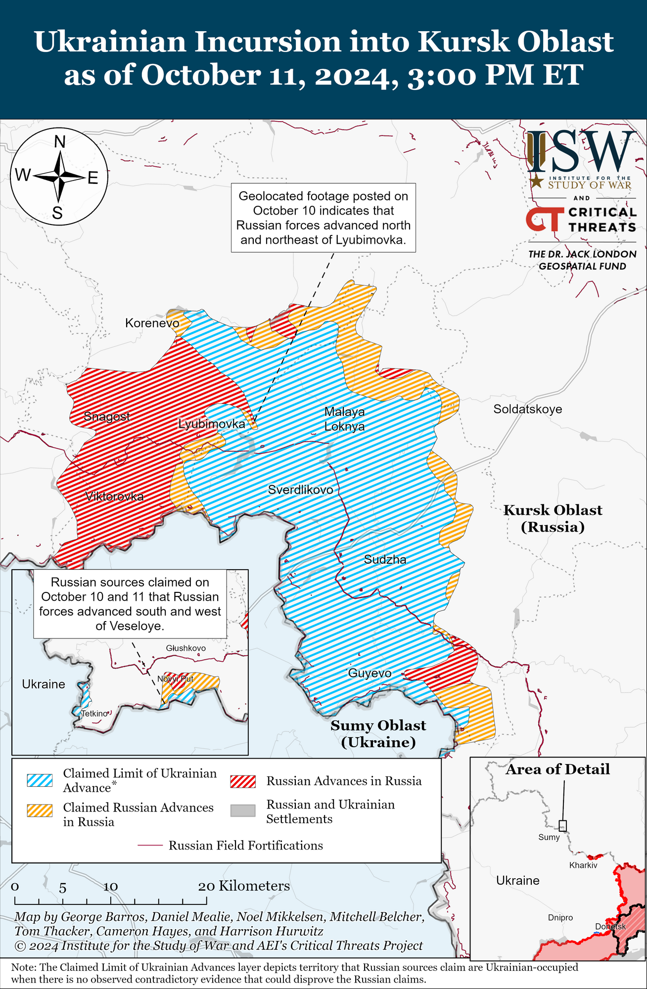 ISW: Wojska rosyjskie zintensyfikowały wysiłki w celu wyparcia sił ukraińskich z obwodu kurskiego. Mapa