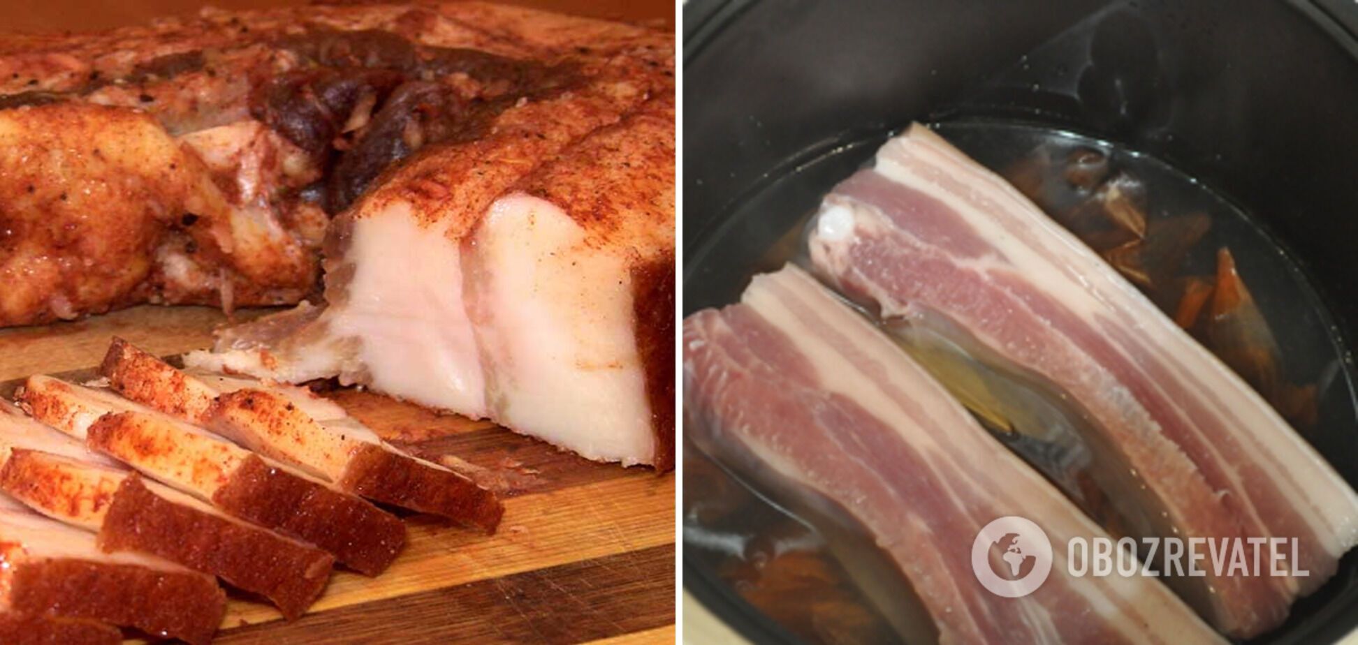 Salted bacon in the slow cooker