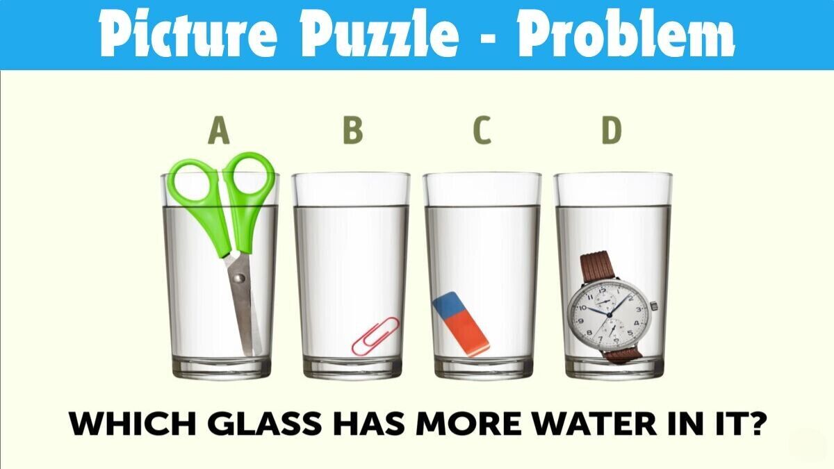 Which glass has the most water in it? A puzzle for the smartest