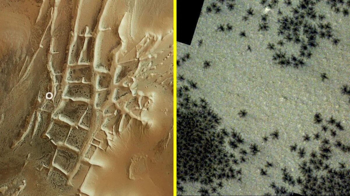 A bear's face, a spoon, and thousands of black spiders. Top 10 strange things on Mars that have confused scientists