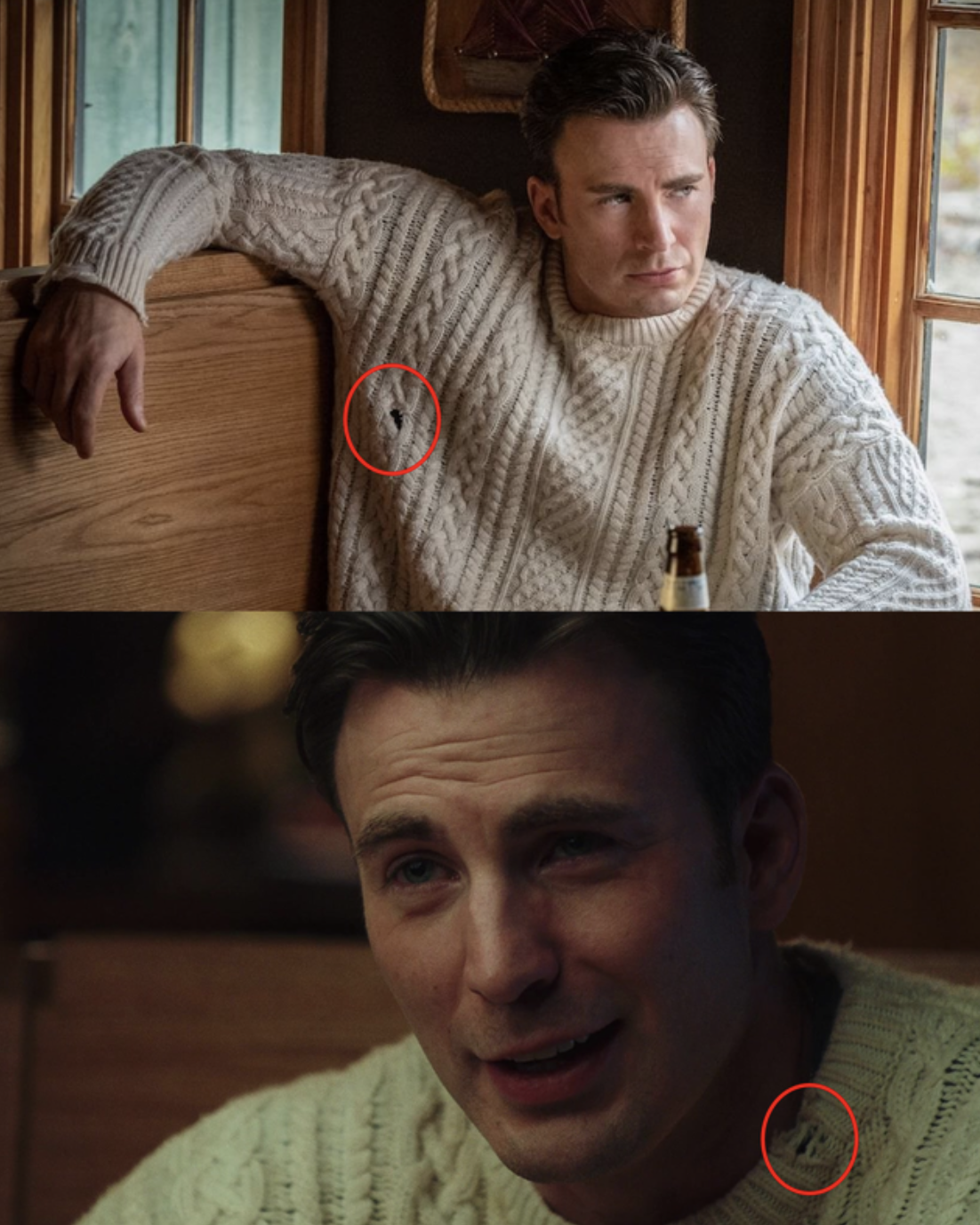 The American detective story ''Knives Out'' had holes in Ransom's sweater.