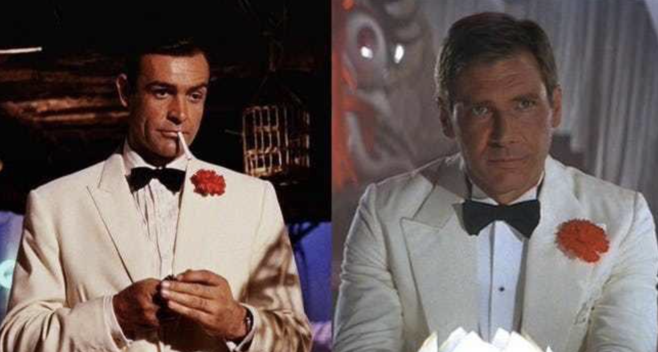 Indiana Jones dressed as James Bond.