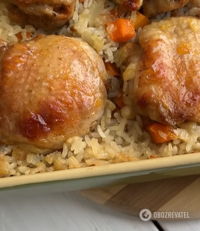 Easier than pilaf: how to cook delicious rice with chicken in the oven for lunch