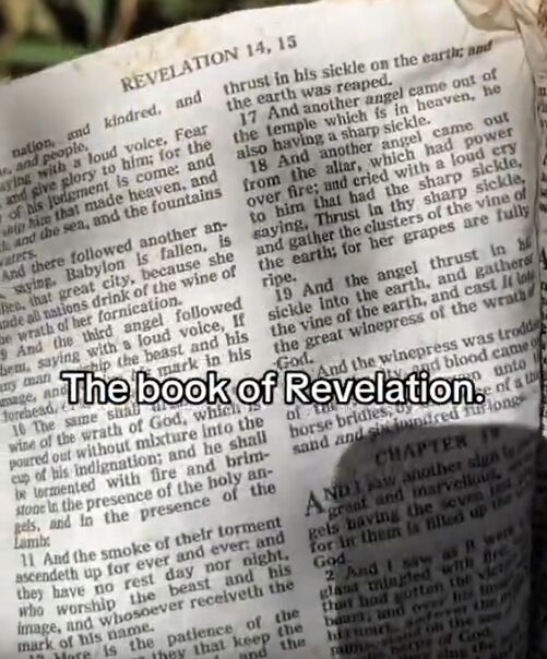 ''The earth will be destroyed.'' A biblical sign was found in the yard of a house destroyed by a hurricane in the United States