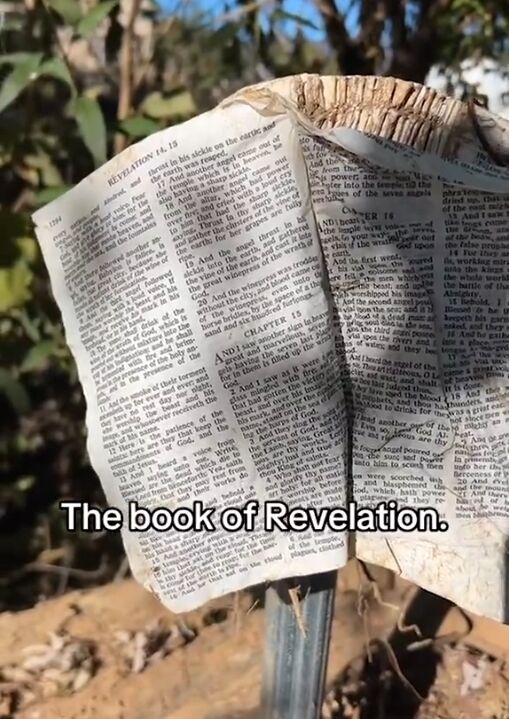 ''The earth will be destroyed.'' A biblical sign was found in the yard of a house destroyed by a hurricane in the United States