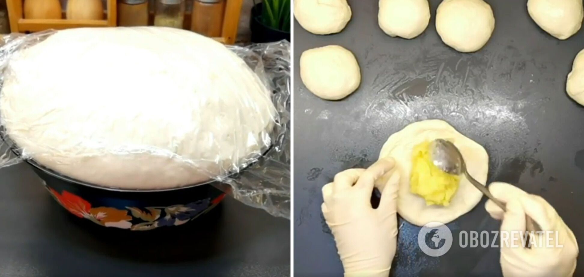 Potato pies on yeast dough with mayonnaise