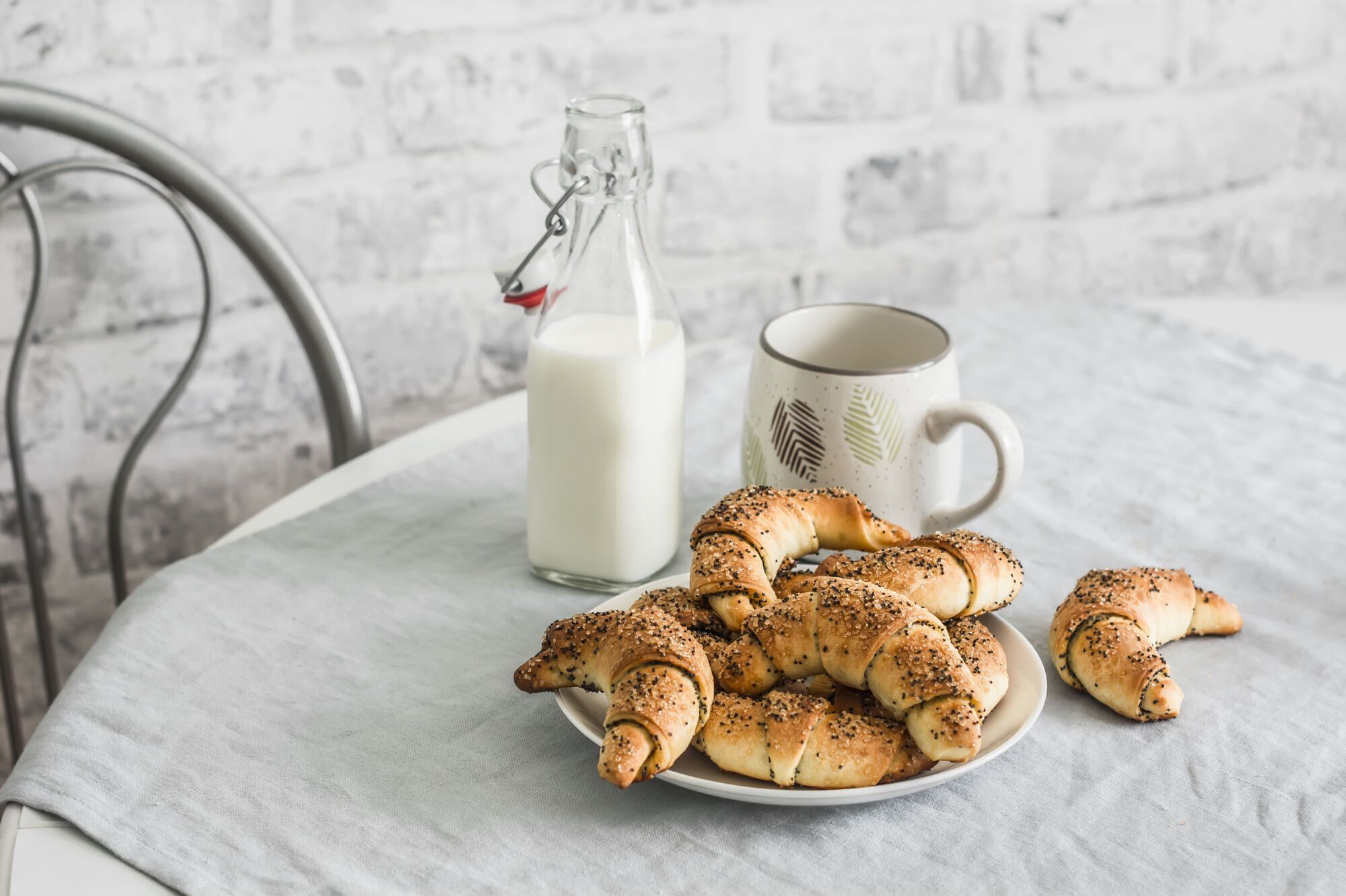 Homemade bagels with poppy seeds