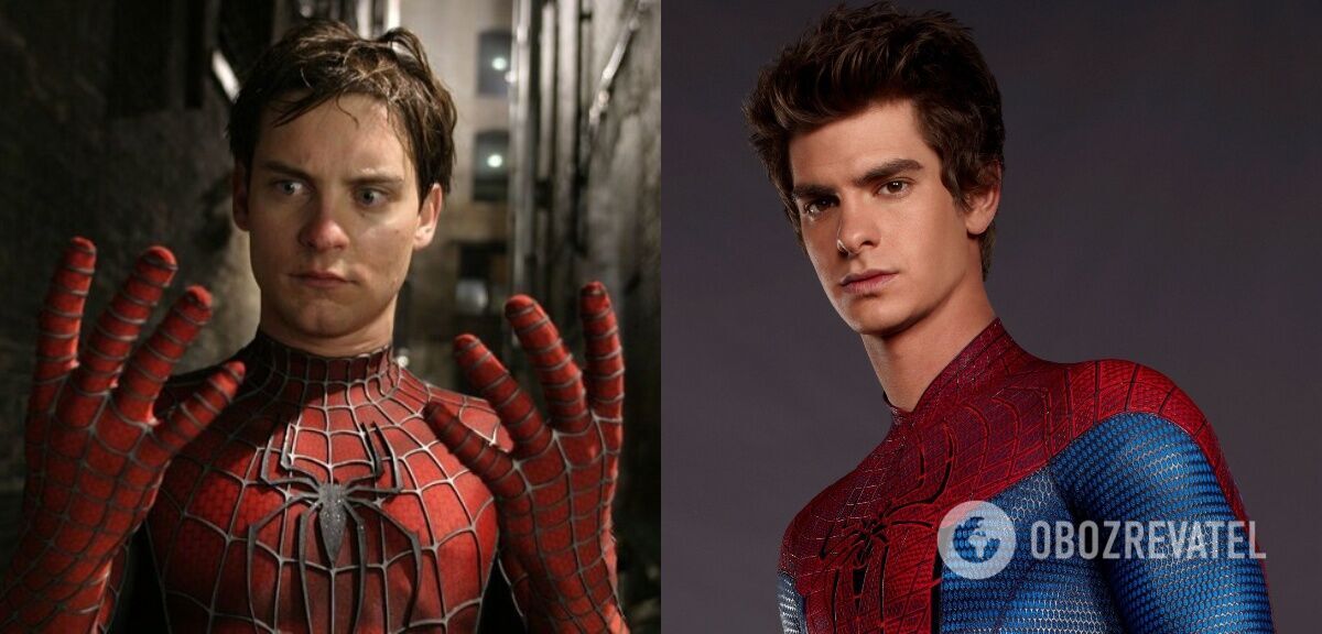 Tobey Maguire and Andrew Garfield as Spider-Man.