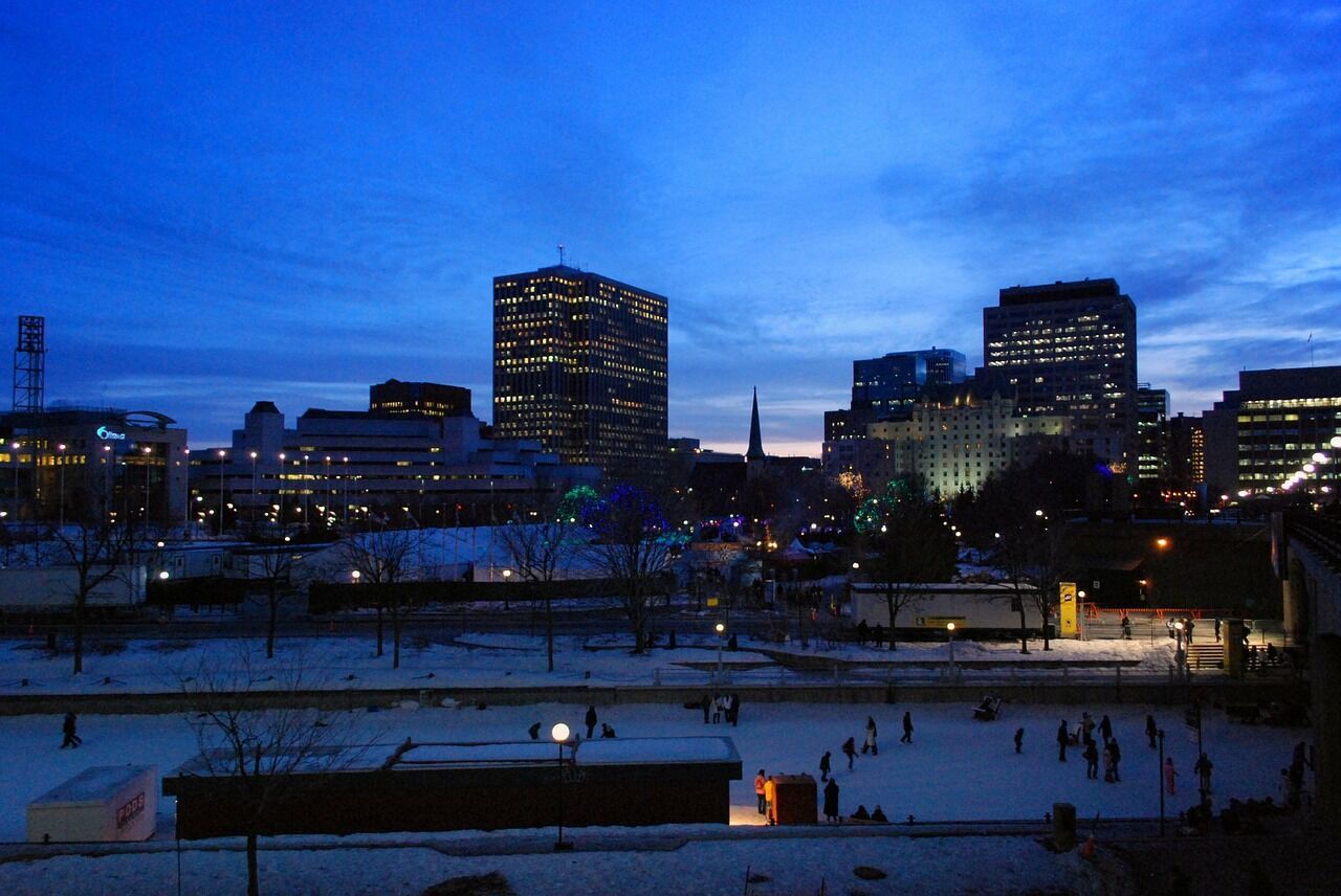 The rink stretches across Ottawa.