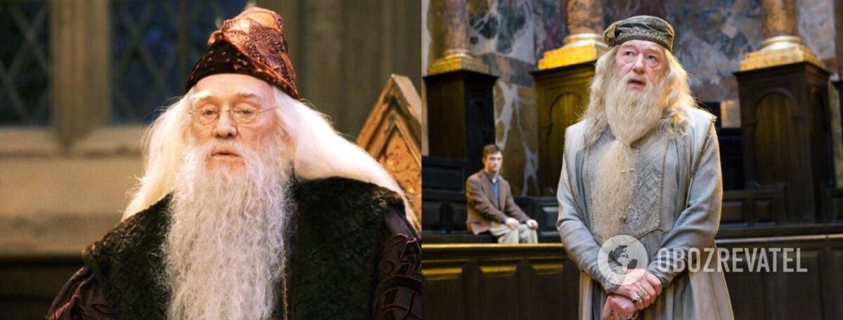 Richard Harris i Michael Gambon jako Albus Dumbledore.