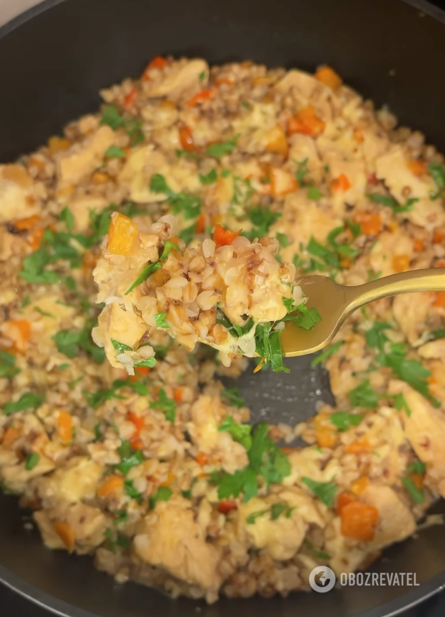 Ready-made buckwheat with meat