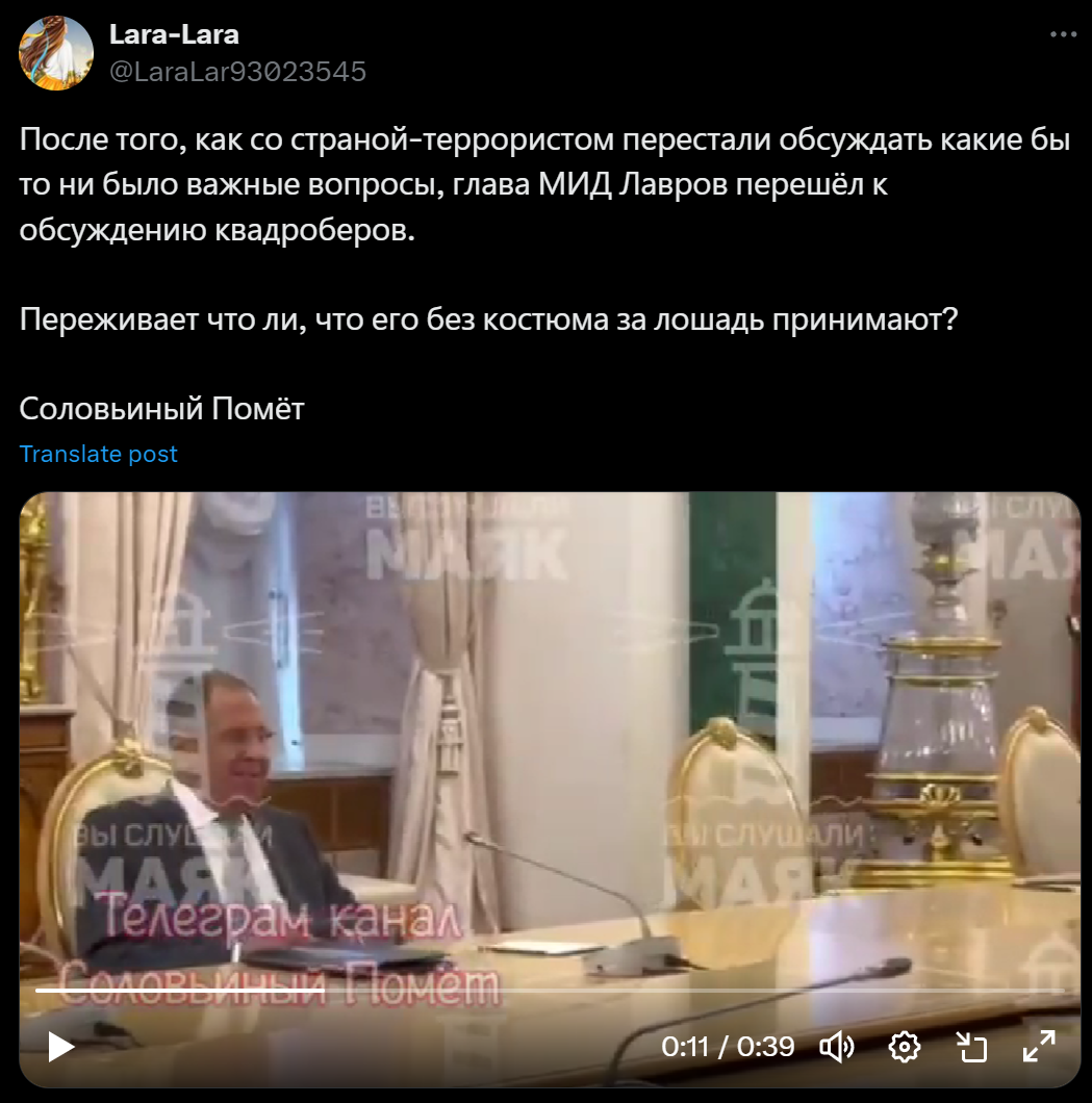 ''A new level of Russian diplomacy'': Lavrov raises the issue of quadrobers during talks with Armenian delegation and becomes a laughingstock. Video