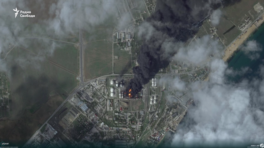 The smoke column can be seen from afar: satellite images of the burning oil depot in Feodosia appeared online