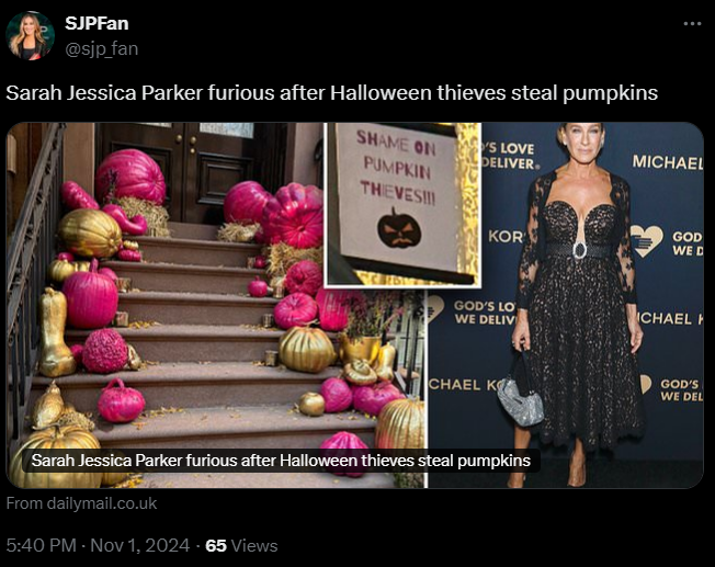 Sarah Jessica Parker was brazenly robbed before Halloween: the furious actress addressed the thieves