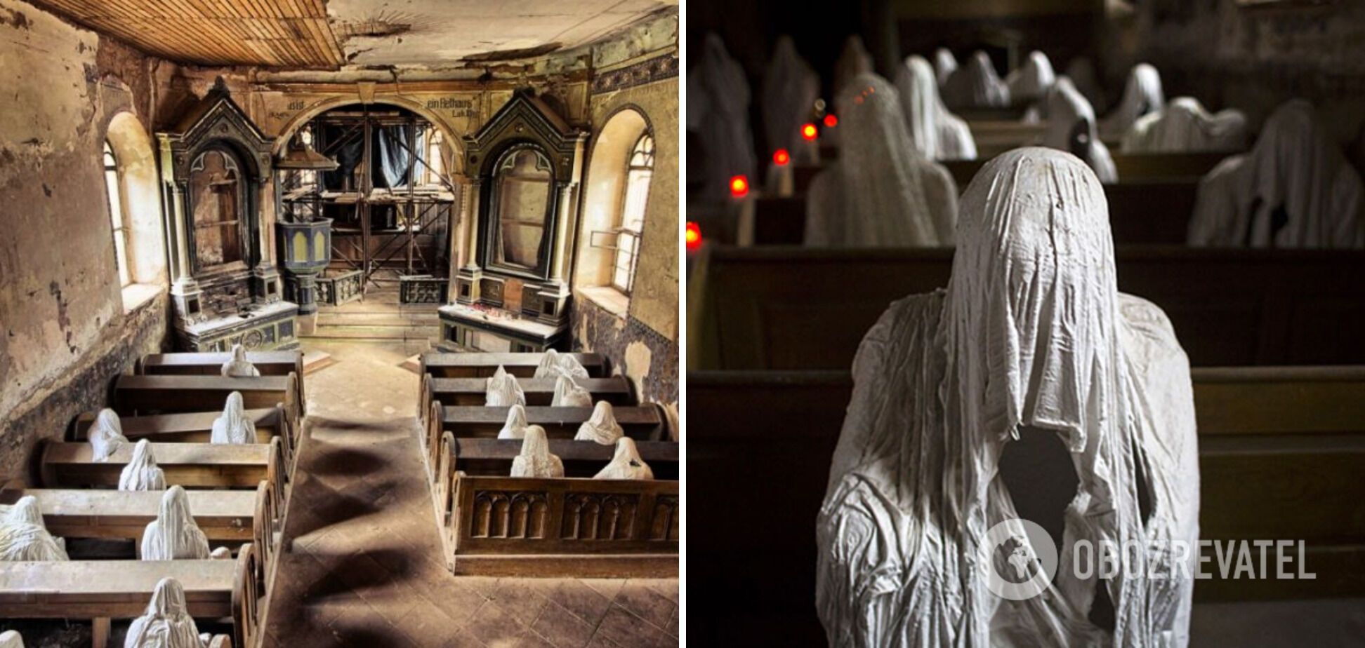 The sculptor created ghosts in a Czech church.