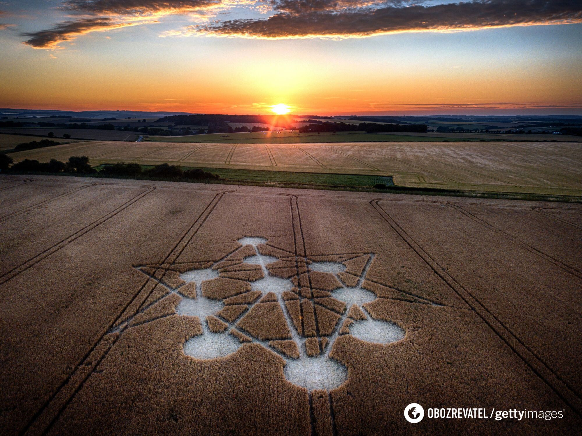 Crop circles in Dorset (England) on July 5, 2019.