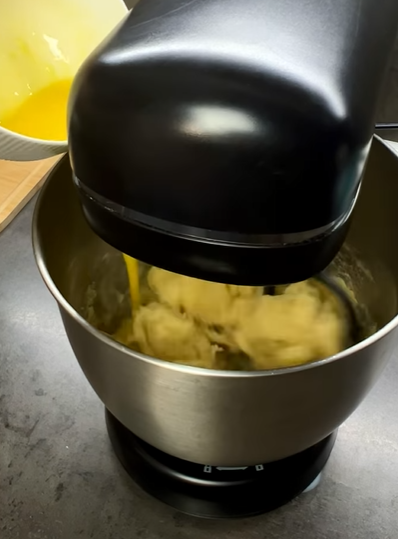 Kneading the dough with a whisk