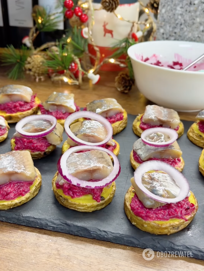 A delicious beetroot and herring appetizer