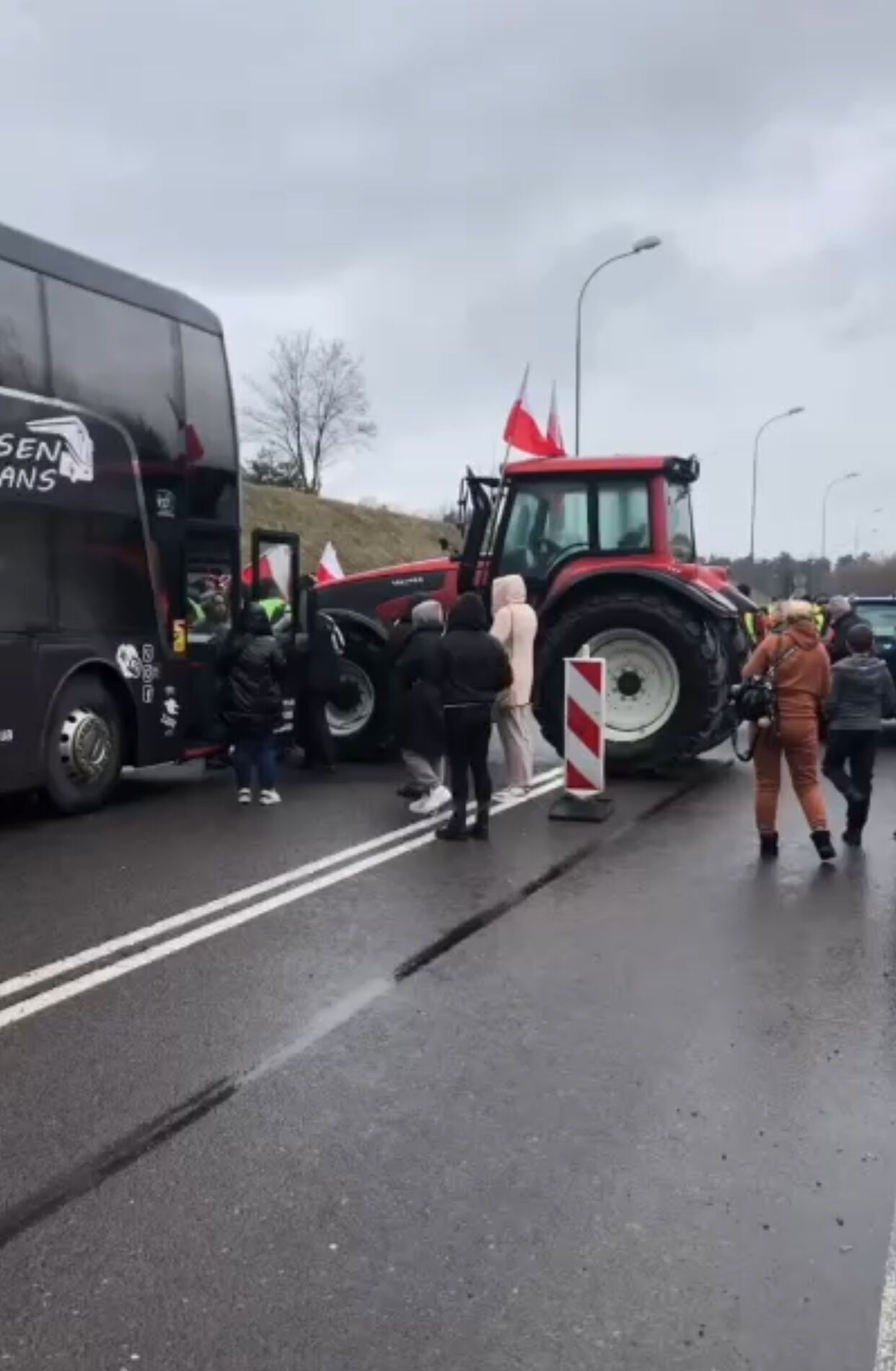 Poles block the road