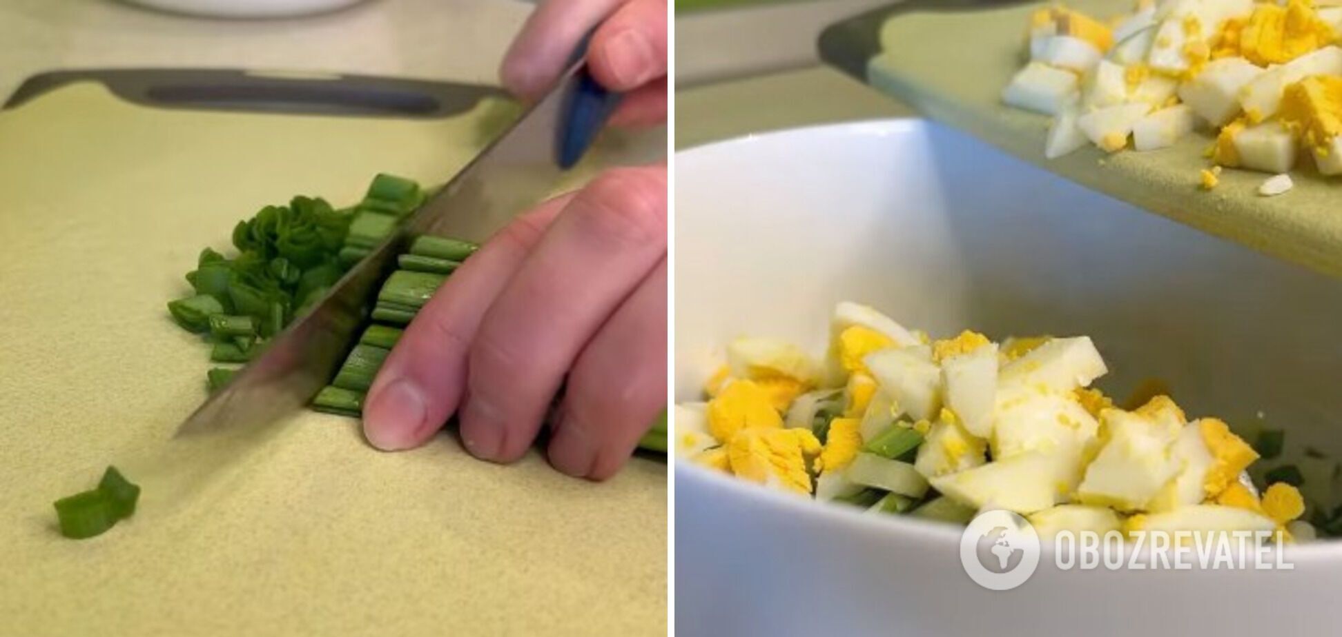 Green onions and eggs for the filling