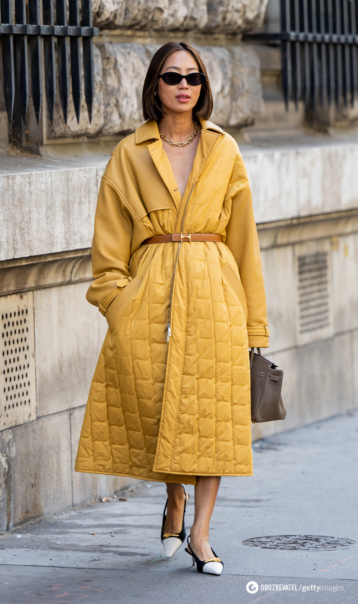 A quilted coat makes any look non-trivial