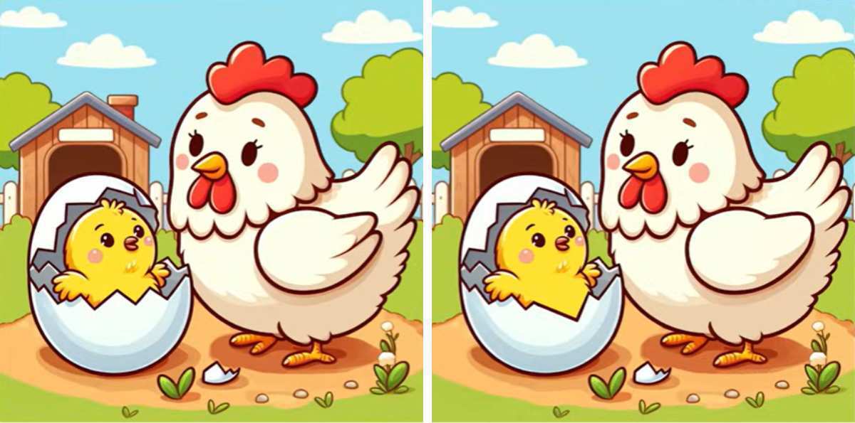 Simple puzzle for kids - find three differences in the pictures