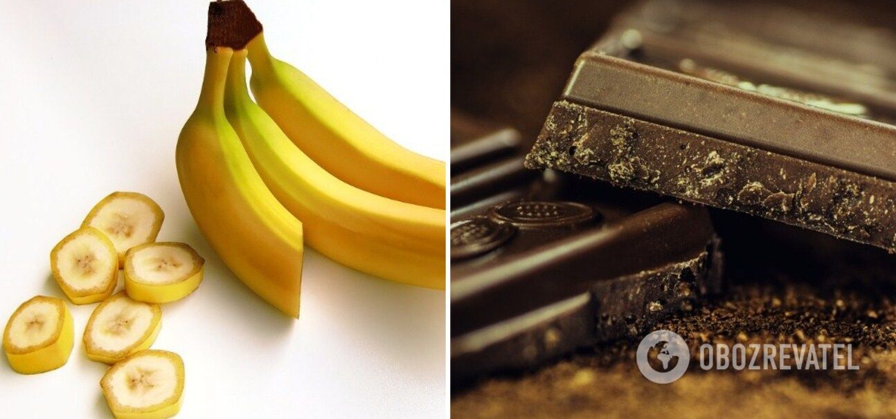 Dessert with banana and chocolate