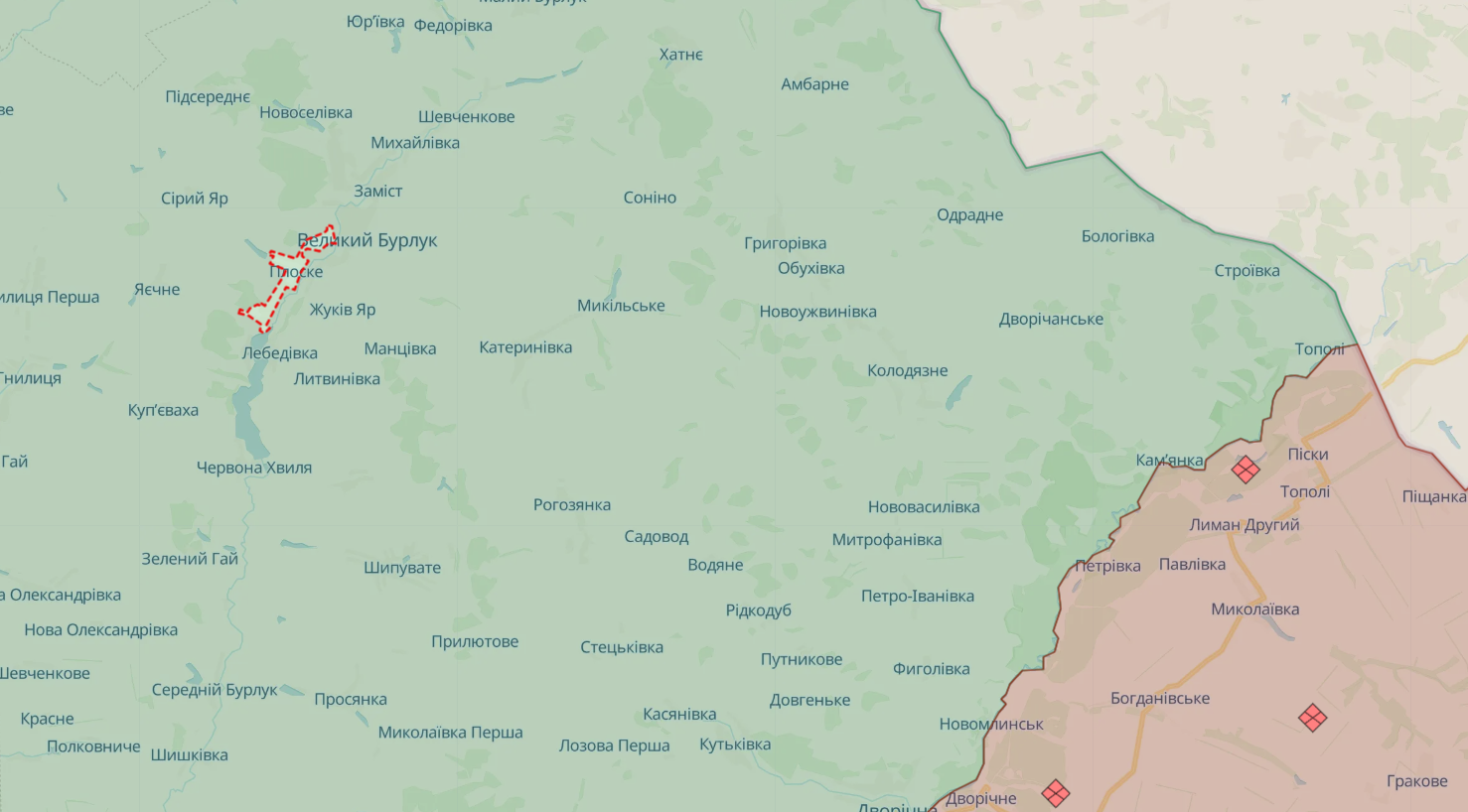Wioska Ploske w gminie Wełykoburlutskiej również znalazła się pod ostrzałem wroga