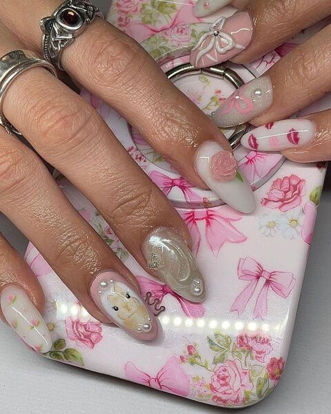 With flowers and hearts. 10 delicate spring manicure ideas that will suit all women